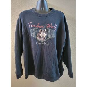 Croft And Borrow Unisex Black Timber Wolf Country Graphic Sweatshirt Size Large